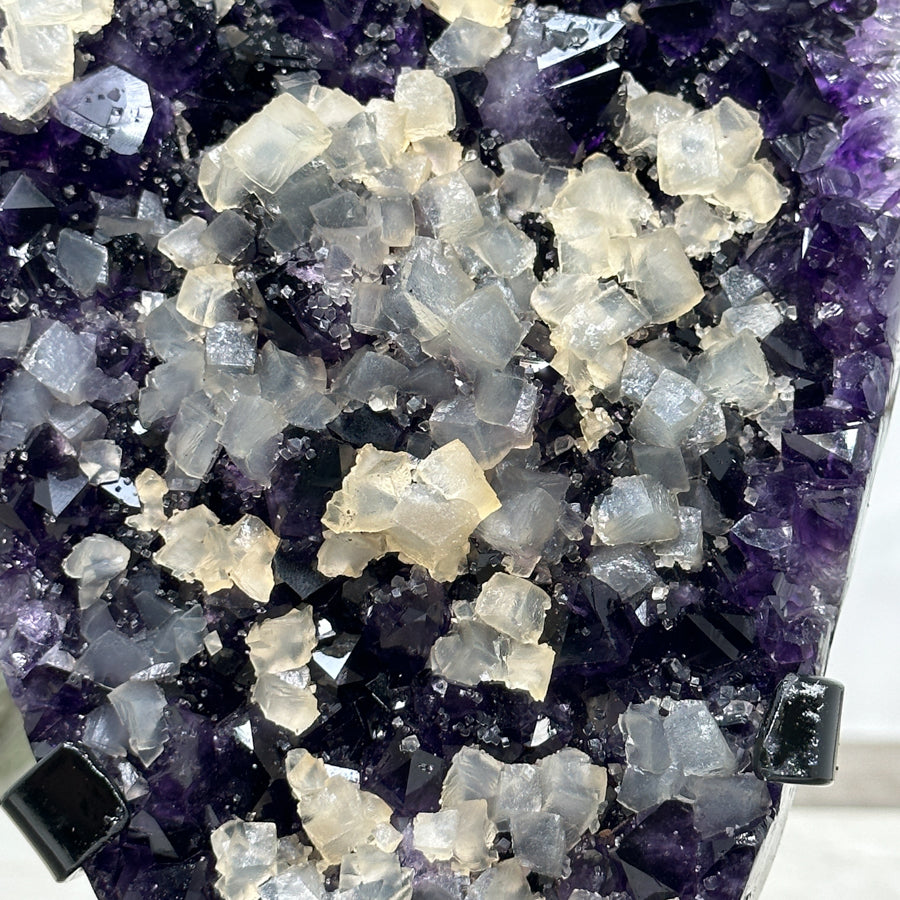 Premium A Grade Amethyst Cluster with Square Calcite Formations - MWS0908