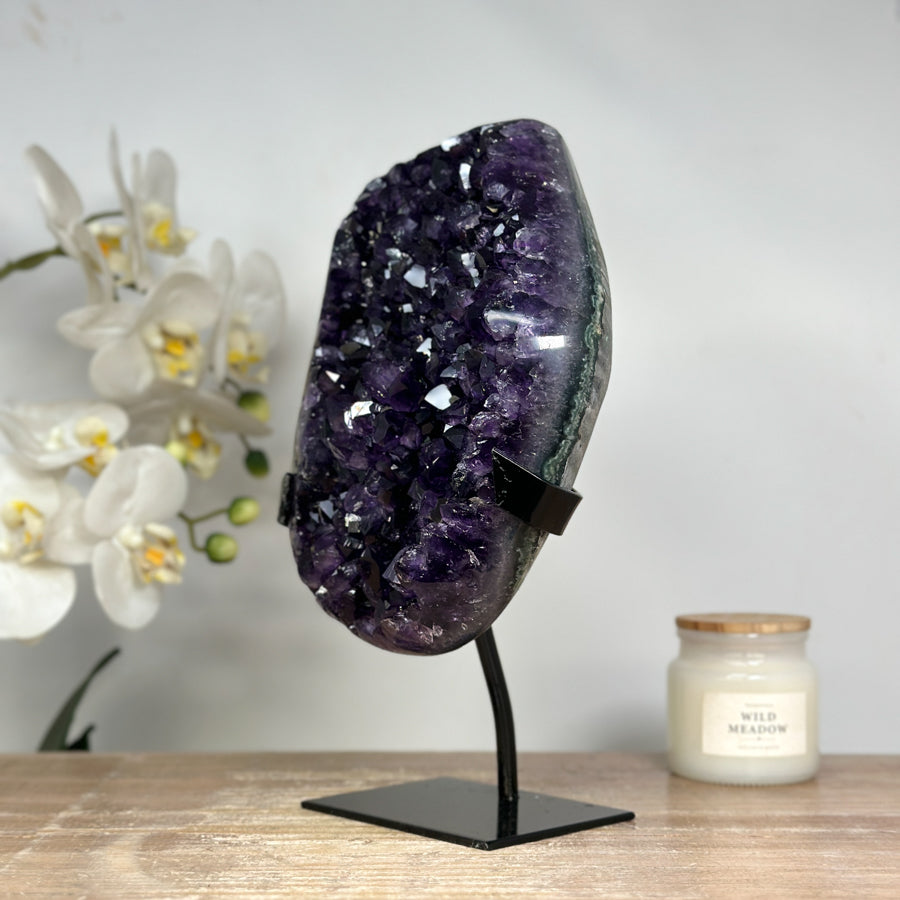 AAA Grade Natural Amethyst Cluster with Metal Stand - MWS1736