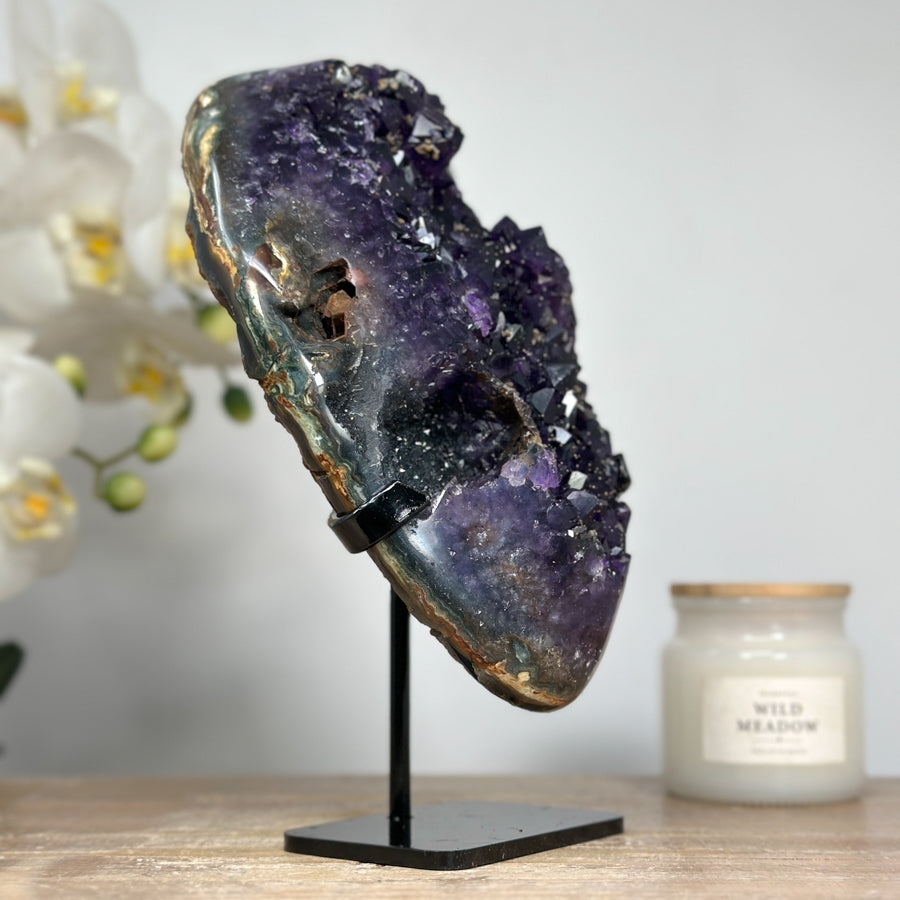 Natural Top Grade Amethyst Cluster with Rare Quartz Druzy &amp; Calcite Inclusions - MWS1584