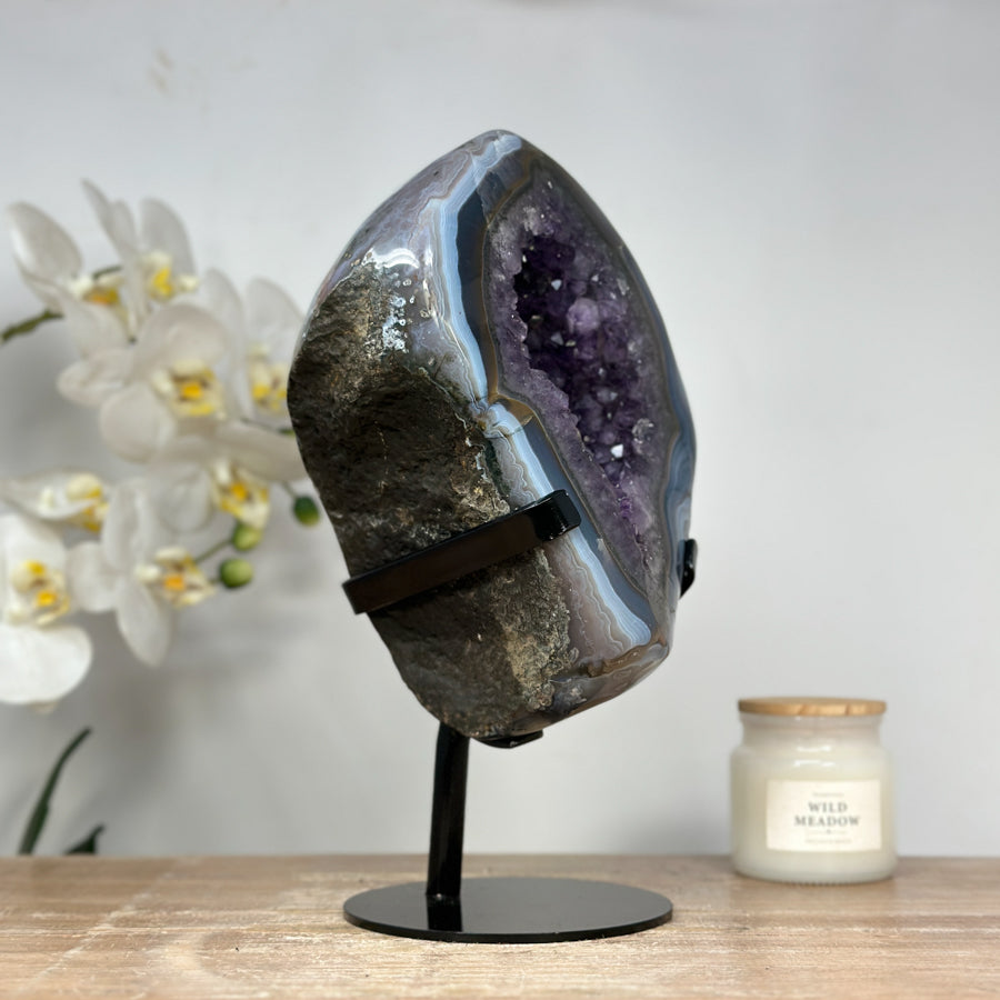 Outstanding Natural Blue Agate &amp; Amethyst Geode - MWS1385