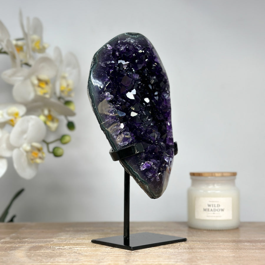 Premium Quality Amethyst Geode, Metallic Stand Included - MWS1722