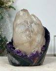 Huge Natural Calcite Spcimen on A Grade Amethyst Cluster - CBP1069