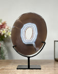 Charming Blue Banded Agate Portal, Metallic Stand Included, Perfect for Gifting to Crystal Lovers - MWS0960