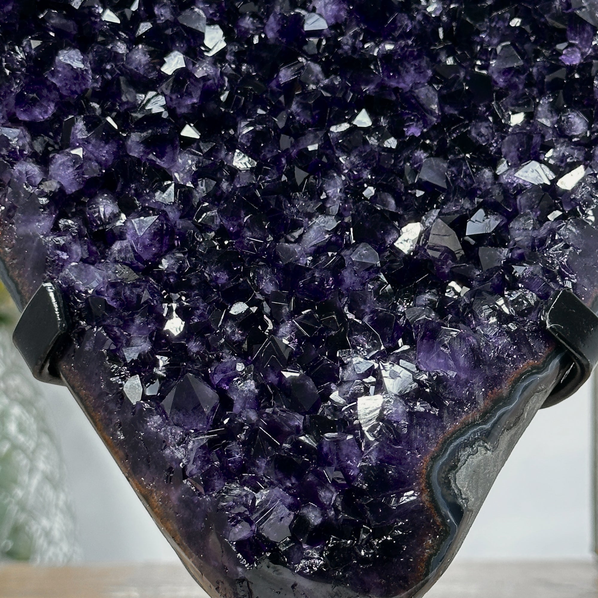 Stunning Amethyst Geode with Blue banded Agate Shell, Great for Spiritual Growth and Balance - MWS0957