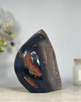 Natural Agate & Quartz Druzy Flame Carving - FST0131