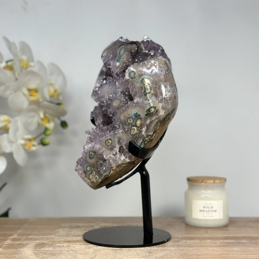 Natural Amethyst &amp; Jasper Crystal Cluster Full of Stalactite Eyes - MWS1387