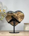 A+ Grade Natural Amethyst Heart Carving with Metal Stand - HST0225