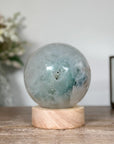 Green Sugar Quartz Sphere with Wooden Stand with uilt-in LED Light - SPH0140