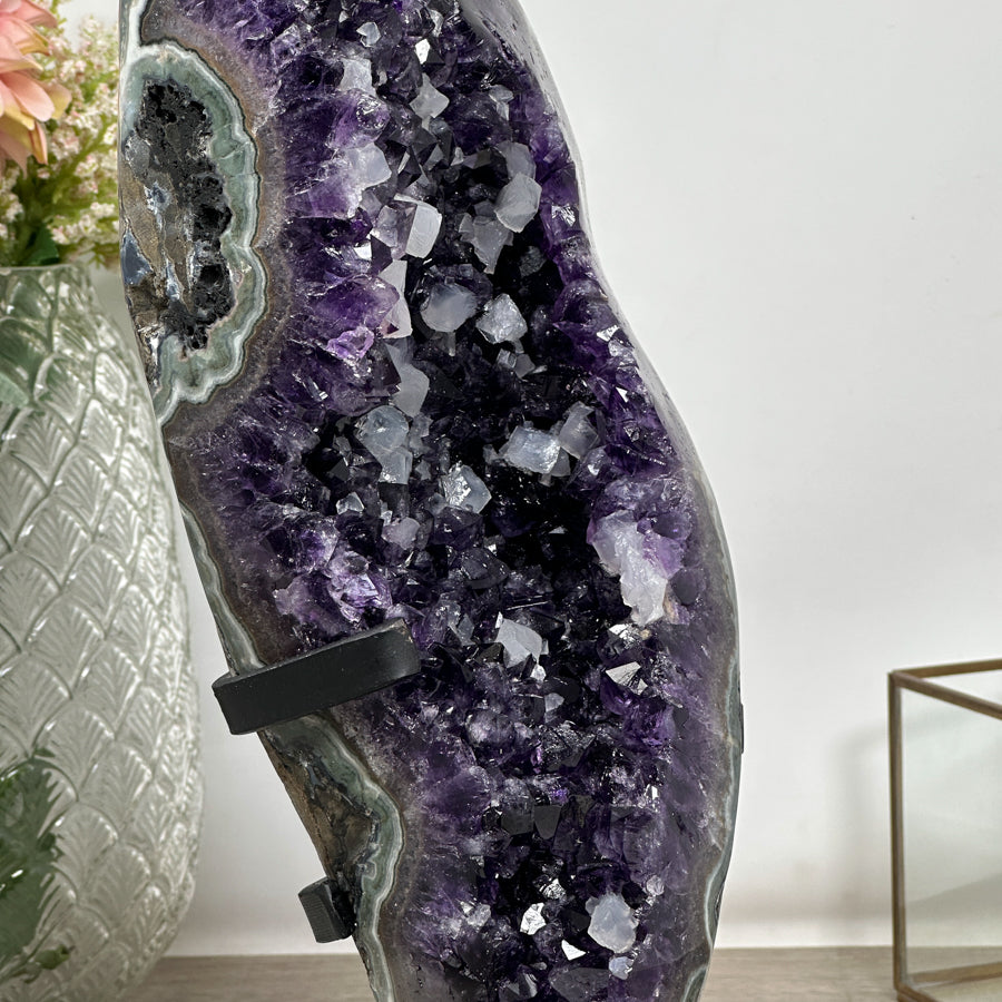 XXL Amethyst & Green Jasper Crystal Cluster with Calcite Inclusions - MWS0897