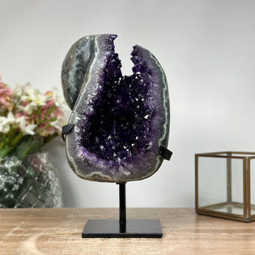 Stunning Natural Amethyst & Green Jasper Geode - MWS0998