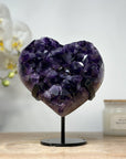 A+ Grade Natural Amethyst Heart Carving with Metal Stand - HST0225