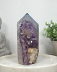 Amethyst & Agate Stone Tower with Calcite Inclusion  - STP0174