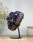 A+ Grade Natural Amethyst Heart Carving with Metal Stand - HST0225