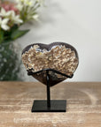 Natural Blue agate & Quartz Stone Heart with Stand - HST0178