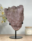 Pink Tone Amethyst Specimen with Sugar Druzy Quartz Crystals on Top - MWS1374