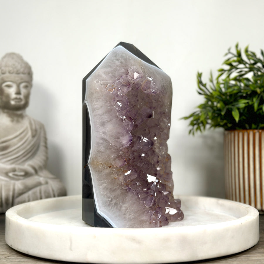 Huge XXL Blue Agate &amp; Amethyst Stone Tower  - STP0155