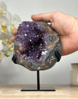 Beautiful Amethyst Crystal Geode wiith Metallic Stand - MWS1604