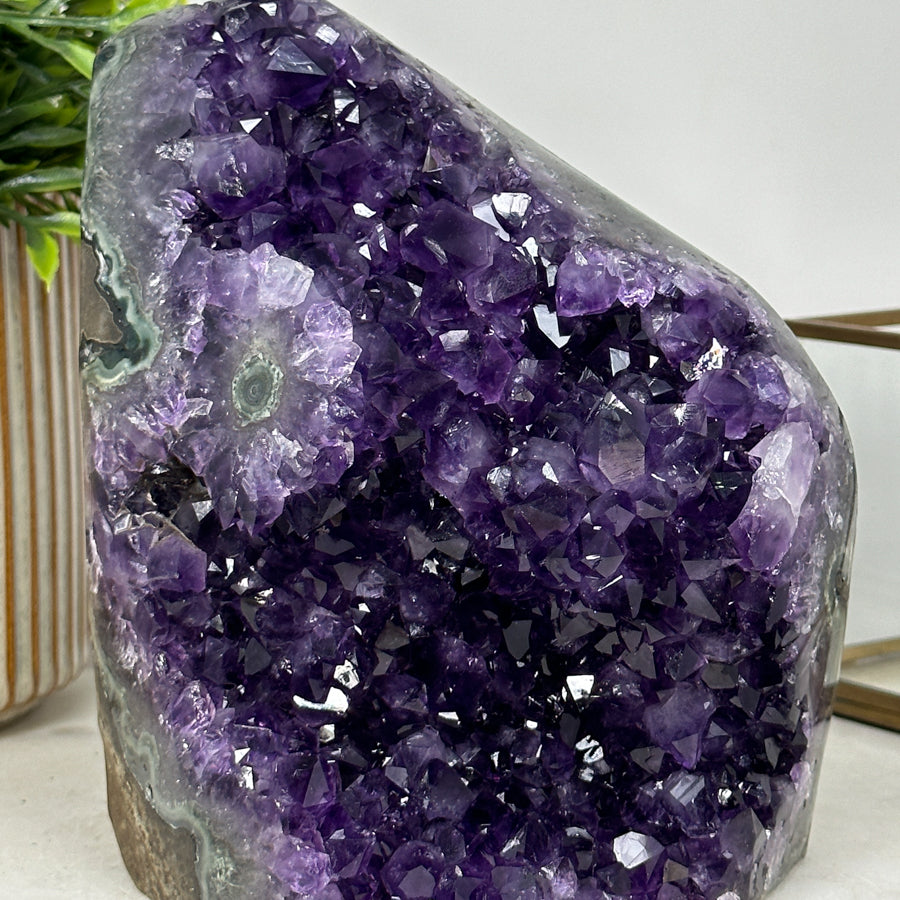 Gorgeous Self Standing Amethyst Stone with Agate Shell - CBP1015