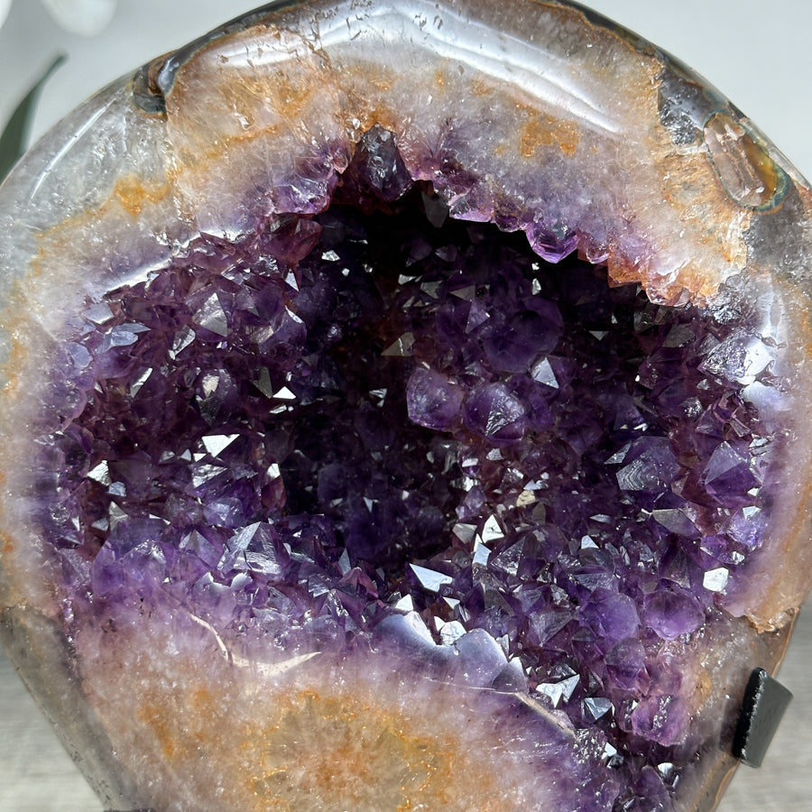 Beautiful Natural Amethyst Geode, Metal Stand Included - MWS1740