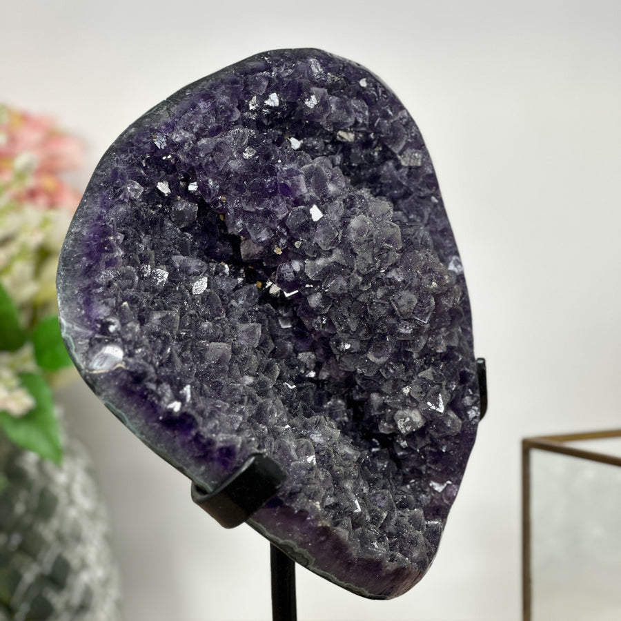 Unique Natural Amethyst Specimen Covered with Sugar Druzy Crystals - Elegant Bookshelf Highlight - MWS0781