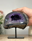 Natural Blue Agate & Amethyst Geode with Handmade Metallic Stand - MWS1552