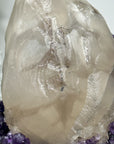 Huge Natural Calcite Spcimen on A Grade Amethyst Cluster - CBP1069