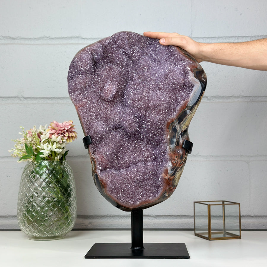 XXL Natura Lavander Amethyst Cluster with Stunning Agate Shell - AWS1444