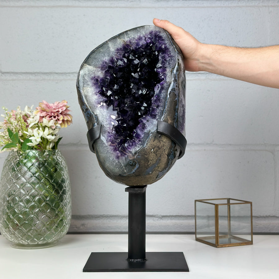 Deep Purple Large Amethyst Geode with Large &amp; Shinny Crystals - AWS0800