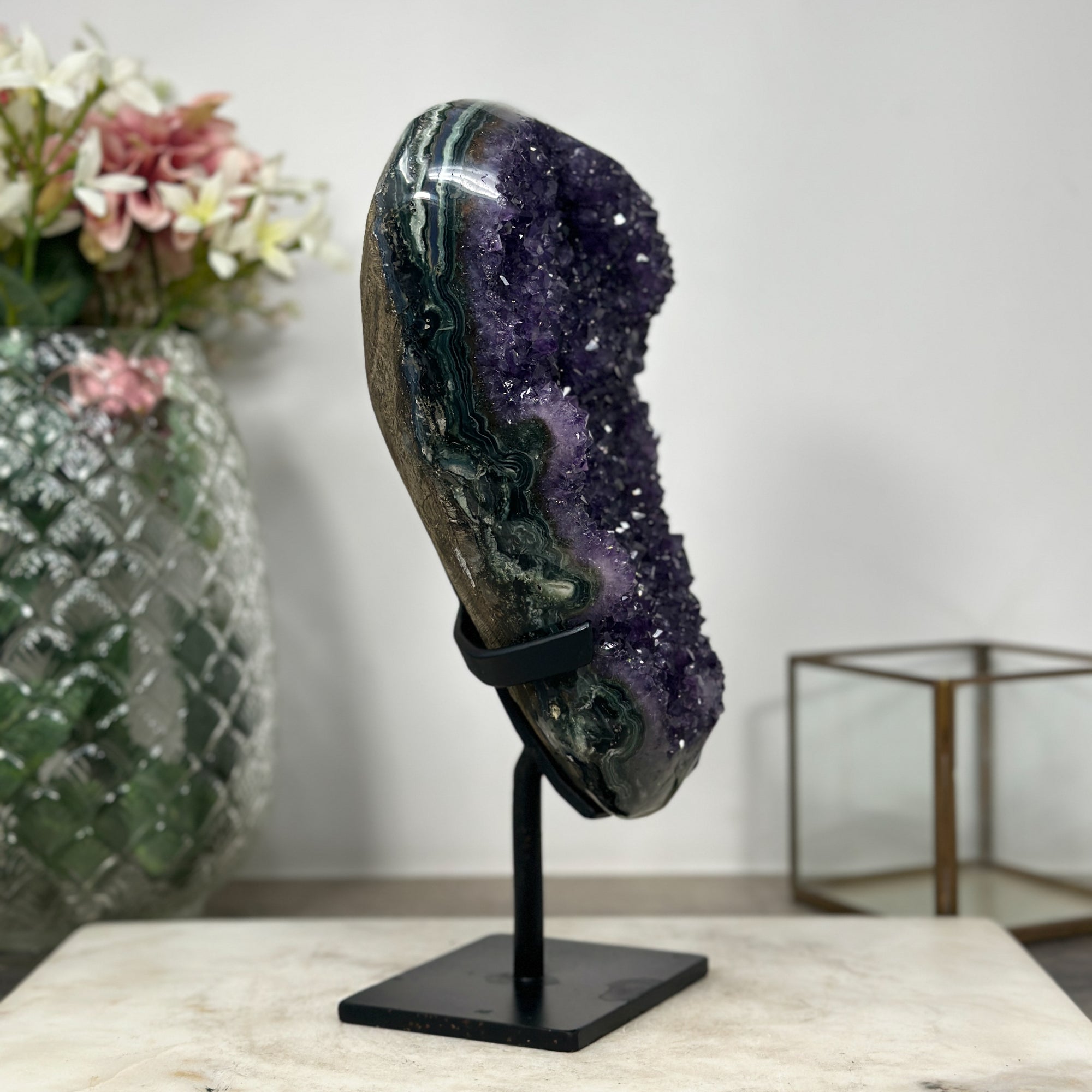 Large Natural Amethyst Stone Specimen with Jasper Shell - AWS0989