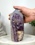 Amethyst & Agate Stone Tower with Calcite Inclusion  - STP0174