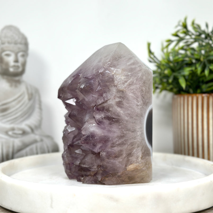 Uruguayan Amethyst &amp; Agate Stone Tower with huge Crystals  - STP0149