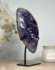 Natural Amethyst Cluster Specimen, Handmade Stand Included - MWS1596