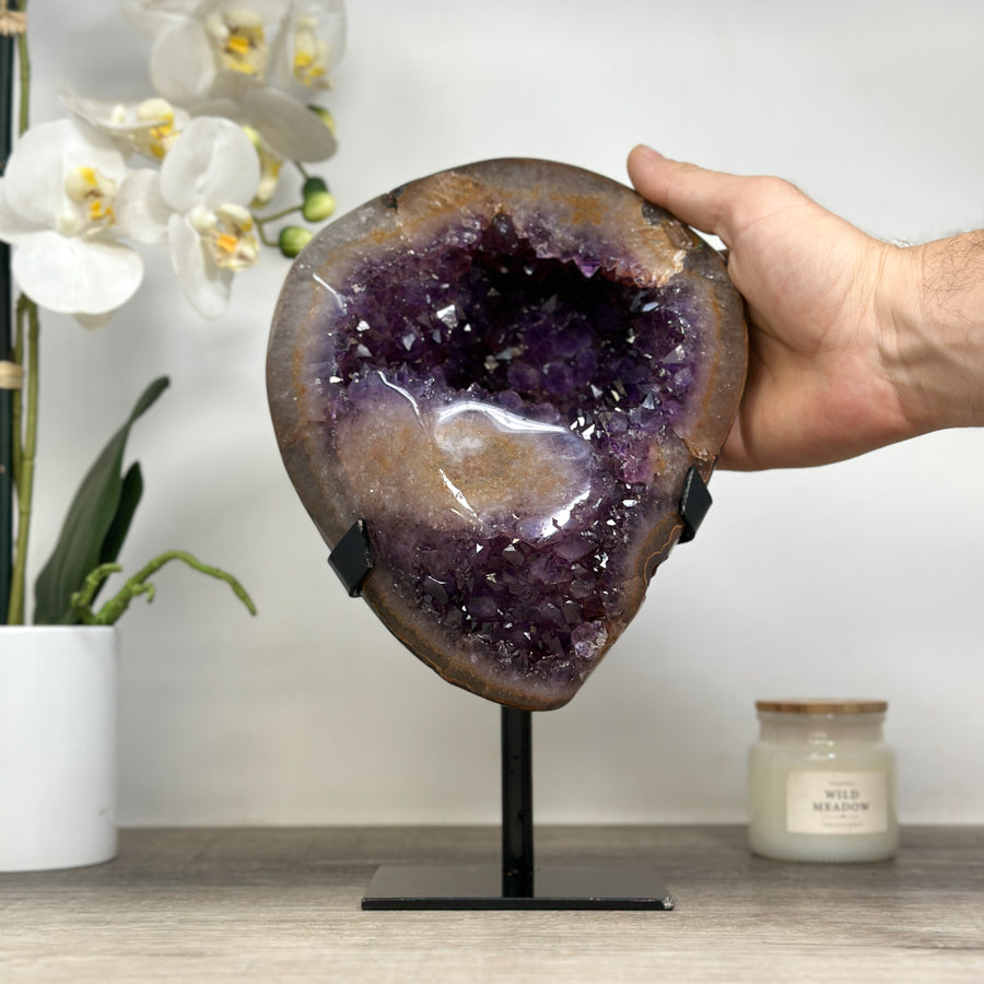 Beautiful Natural Amethyst Geode, Metal Stand Included - MWS1740