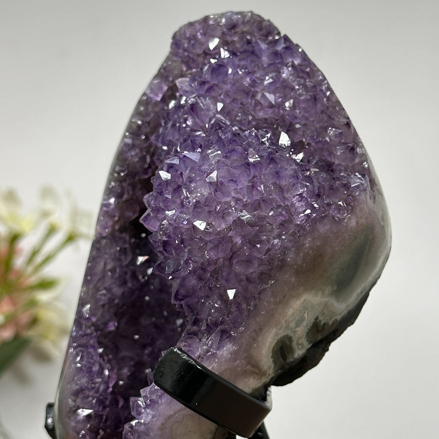 Stunning Amethyst &amp; Green Jasper Stone with Nice Stalactite Formations - MWS0970