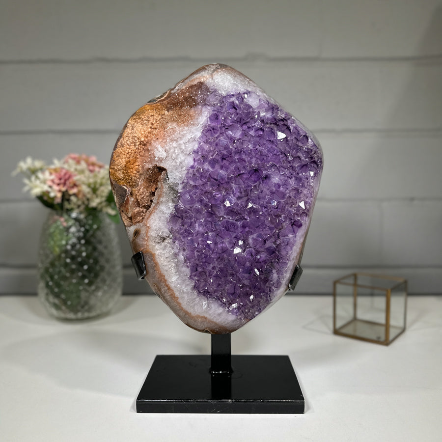 Huge Amethyst, Organge Rainbow Druzy, Quartz & Jasper Specimen from Uruguay - MWS0802