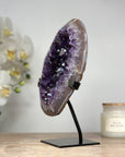 Stunning Natural Amethyst Geode with Deep Purple Crystals, Metallic Stand - Perfect for Meditation or Elegant Home Display - MWS1632