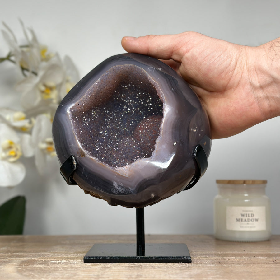 Natural Agate Geode with Quartz Druzy Crystals - MWS1316