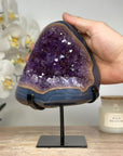 Stunning Amethyst, Jasper and Agate Geode - Metallic Stand Included - MWS1696