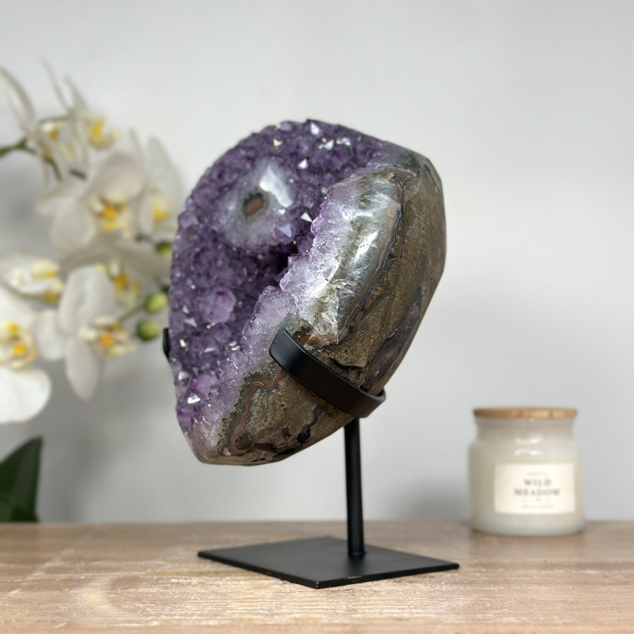 Natural Amethyst Crystal Geode with Stalactite Eye Formation - MWS1344