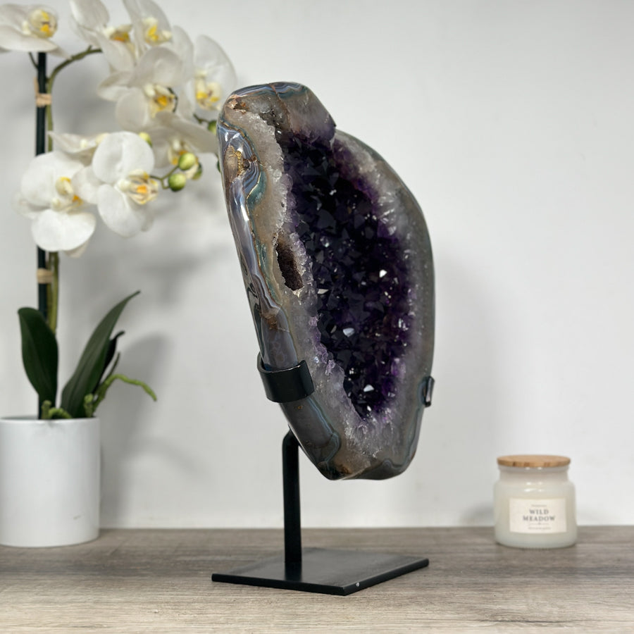 Natural Uruguayan Amethyst Geode with agate Shell - MWS1265