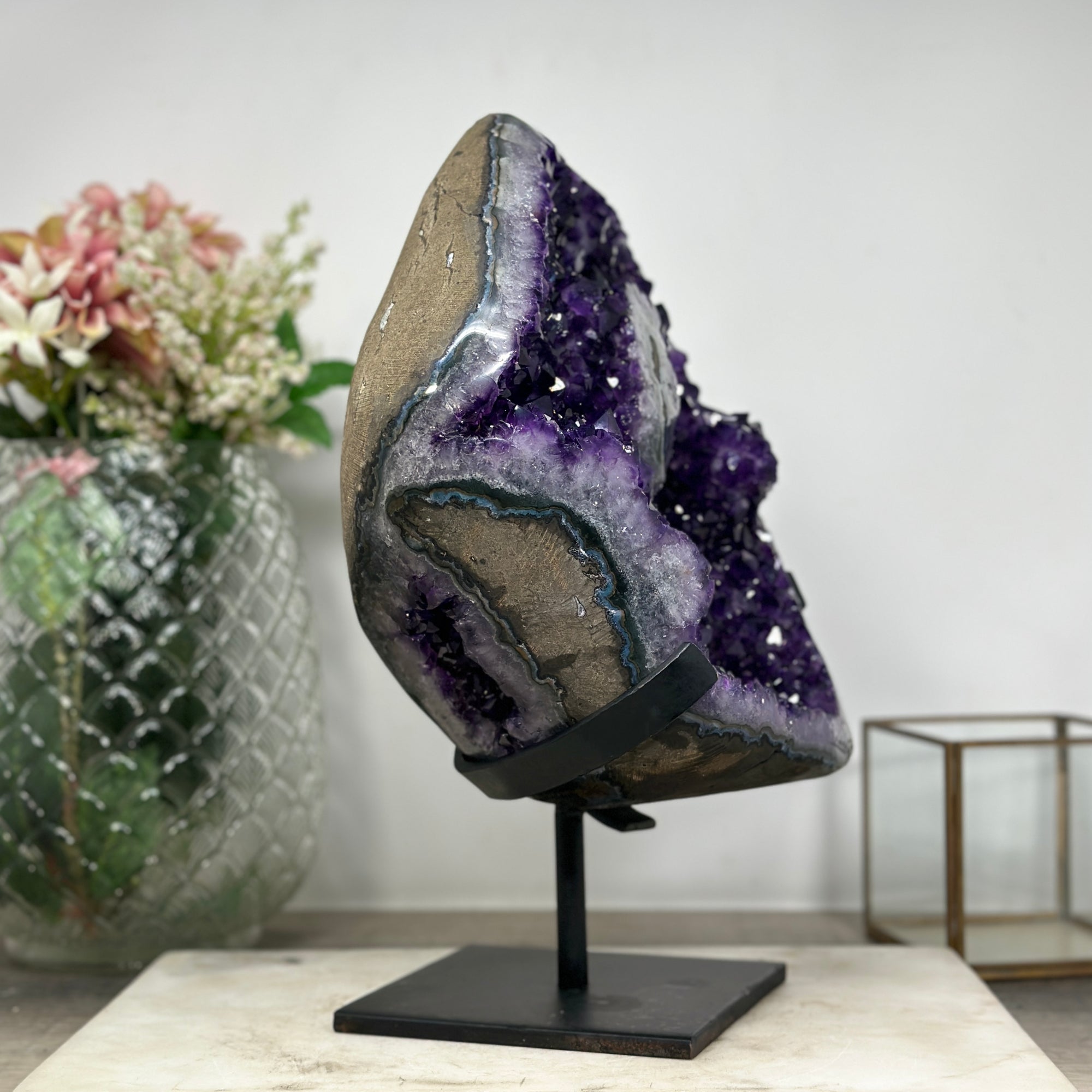 Natural Amethyst Stone Geode with Stalactite Eye Formation - AWS1254