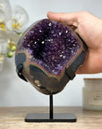 Natural Amethyst & Agate Geode, Metallic Stand Included - MWS1461