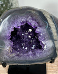 Natural Blue Agate & Amethyst Geode with Handmade Metallic Stand - MWS1552