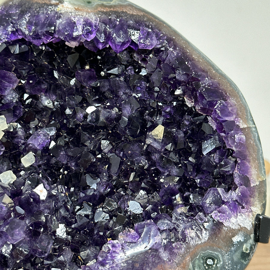 Deep Purple Natural Amethyst Geode, Stand Included - MWS1732