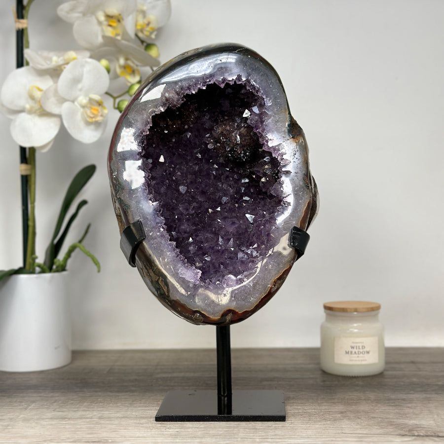 Large Natural Amethyst Geode with Agate Shell - MWS1669