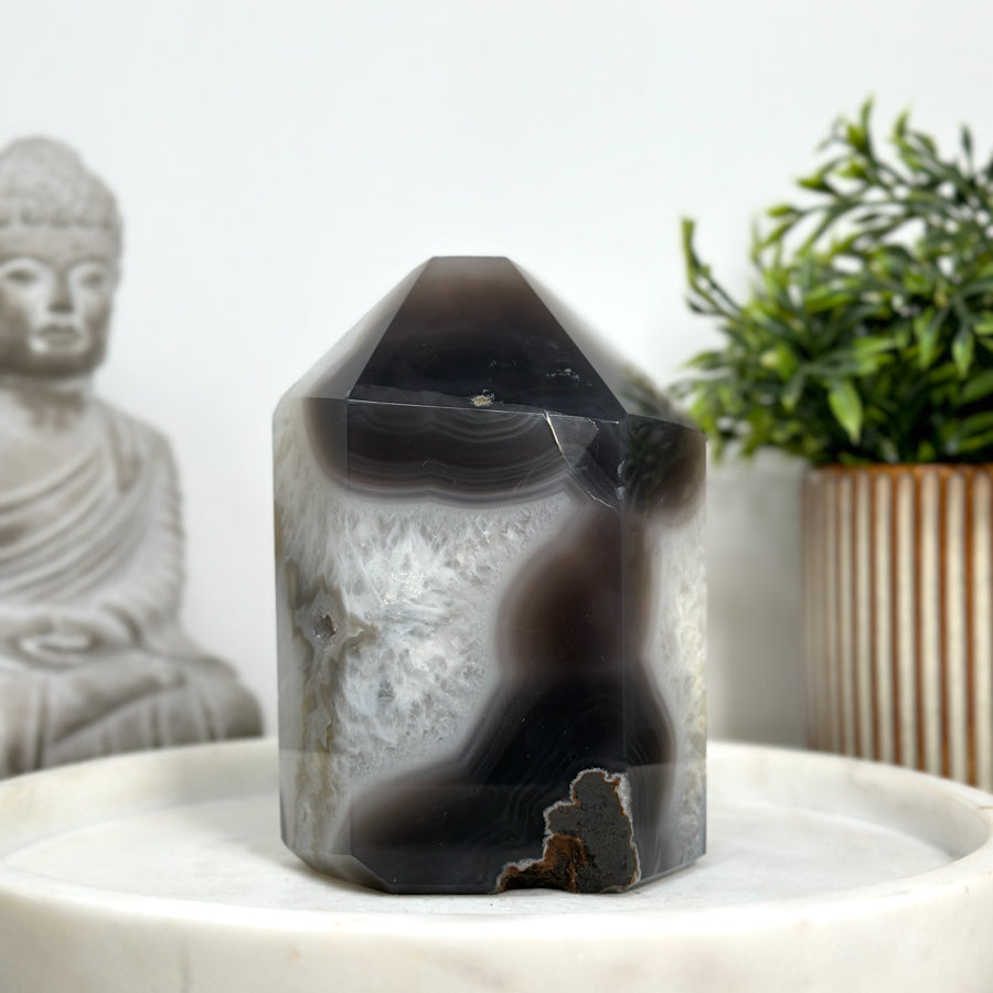 Natual Agate, Quartz &amp; Stone Obelisk Tower  - STP0137