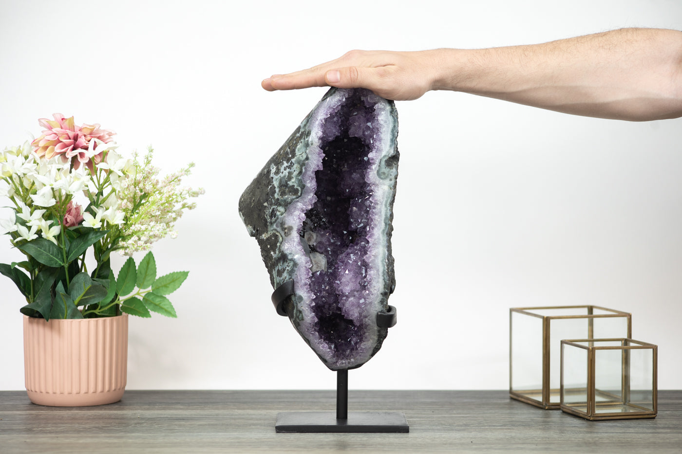 Stunning huge Natural Amethyst &amp; Green Jasper Geode from Uruguay - MWS0369