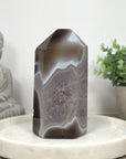 Stunning Natural Amethyst & Banded Agate Stone Tower  - STP0180