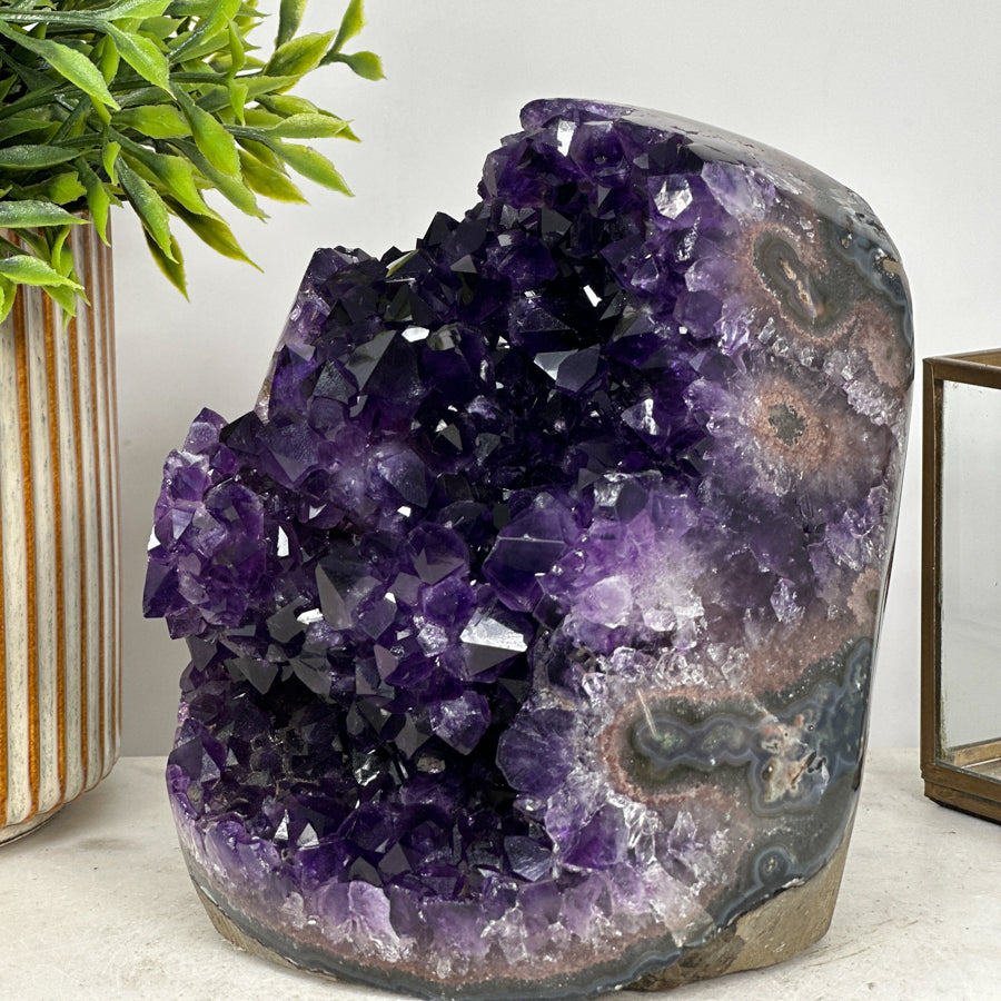 Natural Amethyst Cathedral with Beautiful Agate Shell - CBP1007