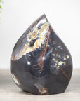 Quartz Druzy & Blue Agate Stone Flame Carving Geode - FST0097